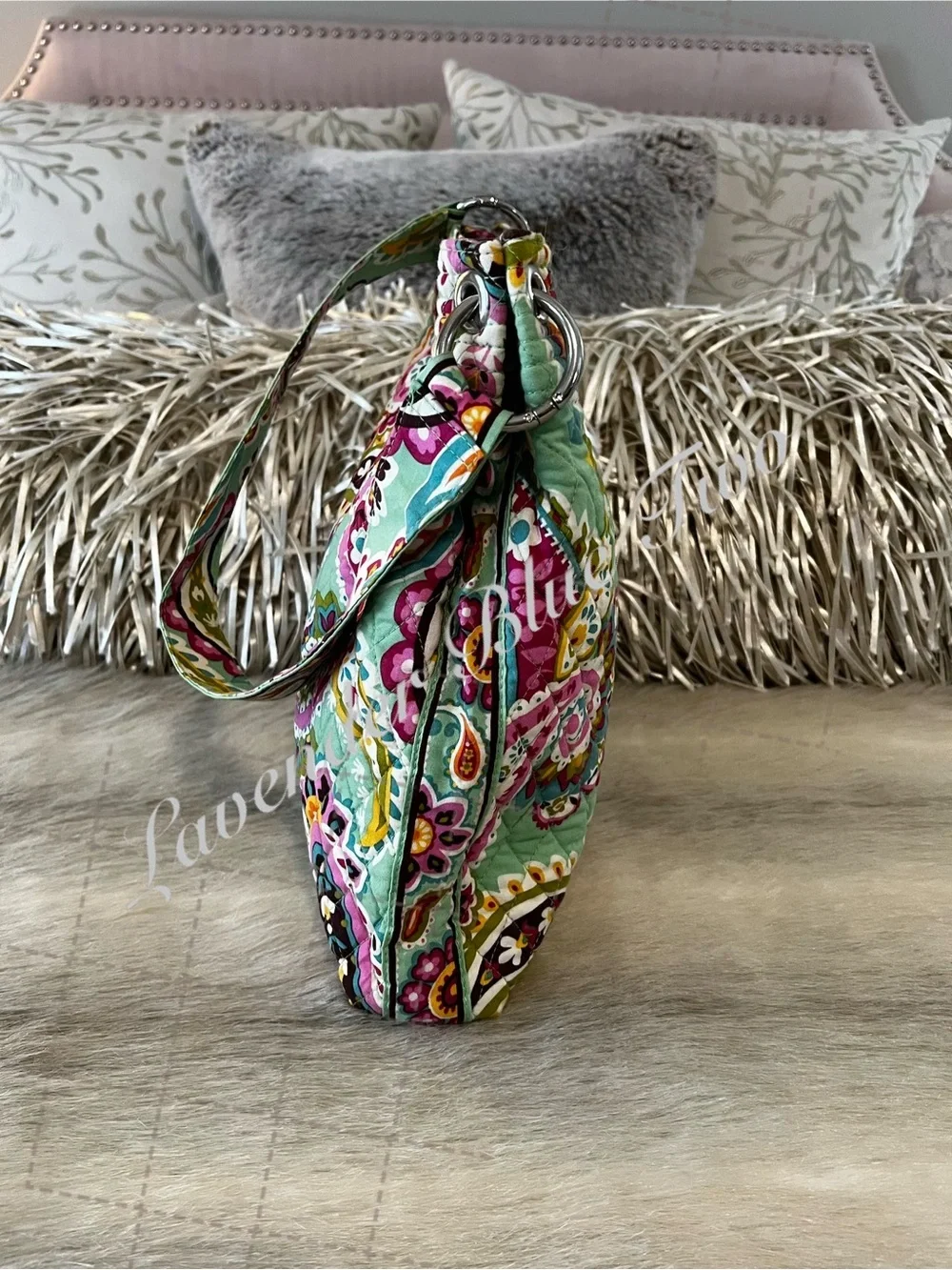 VERA BRADLEY Tutti Frutti 2013 Holiday Tote Green Pink Paisley Snap Satchel Y2K